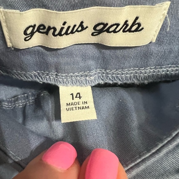 NWT-Genius Garb-Sky Blue, Belted Waist Pants - Picture 2 of 4